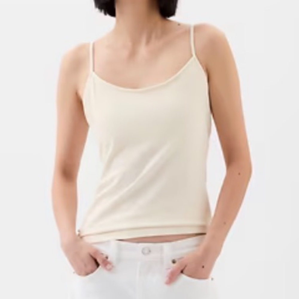 Built-In Bra Shelf Gap Cream Cami with Adjustable Spaghetti Straps